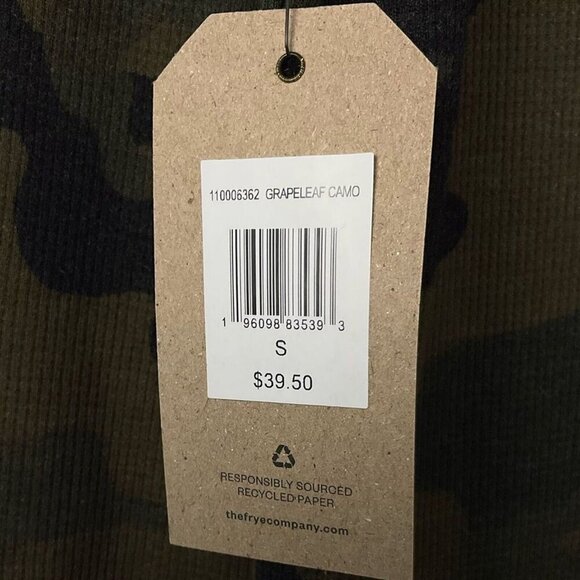 NWT FRYE AND CO Long Sleeve Henley Waffle Green Brown Camo Cotton Poly Men’s SM - Picture 5 of 10